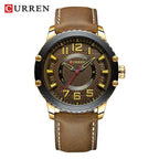 Men's Waterproof  Sport Watch With Leather  Belts  And Large Numbers Details Unique Design Perfect Gift Stevvex