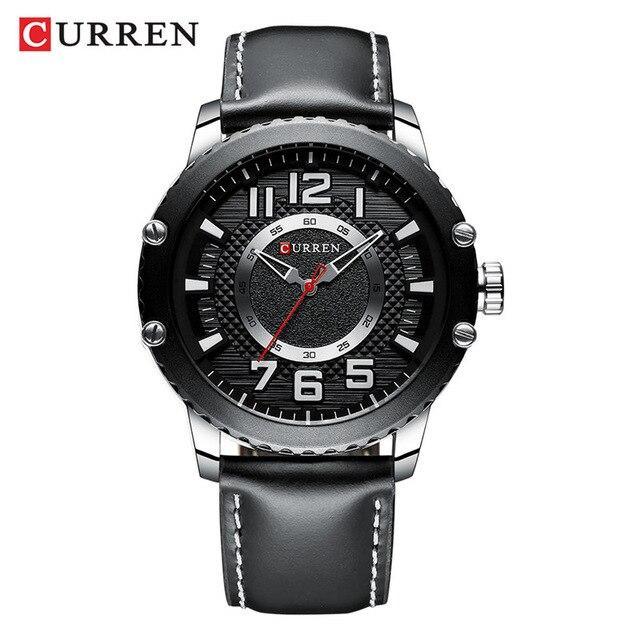 Men's Waterproof  Sport Watch With Leather  Belts  And Large Numbers Details Unique Design Perfect Gift Stevvex