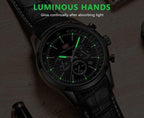 Black Luxury Men Watch Waterproof Multifunction Quartz Wrist Watches Elegant Leather Strap Sport Design Stevvex