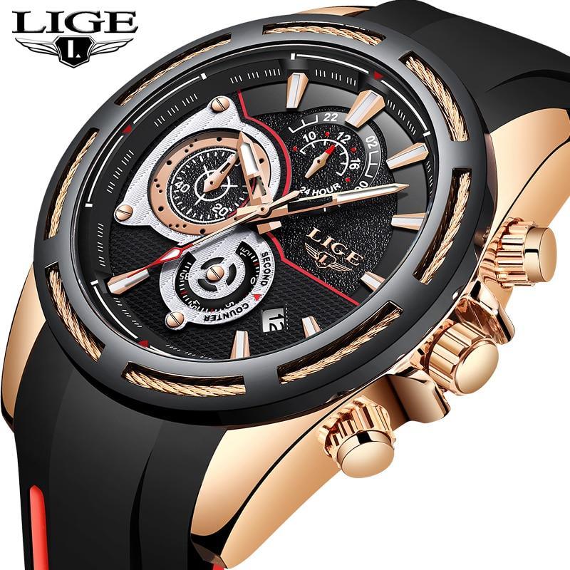 Men's Waterproof Modern Watch With Rubber Straps Multifunction Watches Unique Design Perfect Gift Stevvex