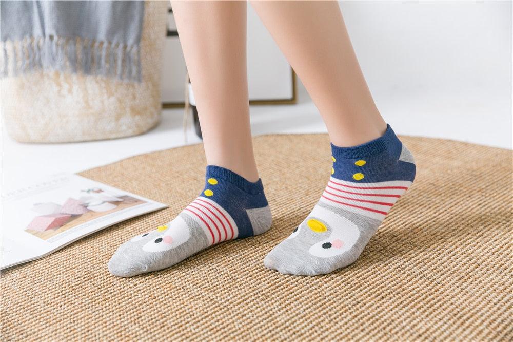 New Fashion Funny Cartoon Egg Socks Cute Girls' Happy Animal Fruit Foods Short Socks Penguin Fried Omelette Strawberry Pineapple Printed Unisex Socks For Men And Women Stevvex