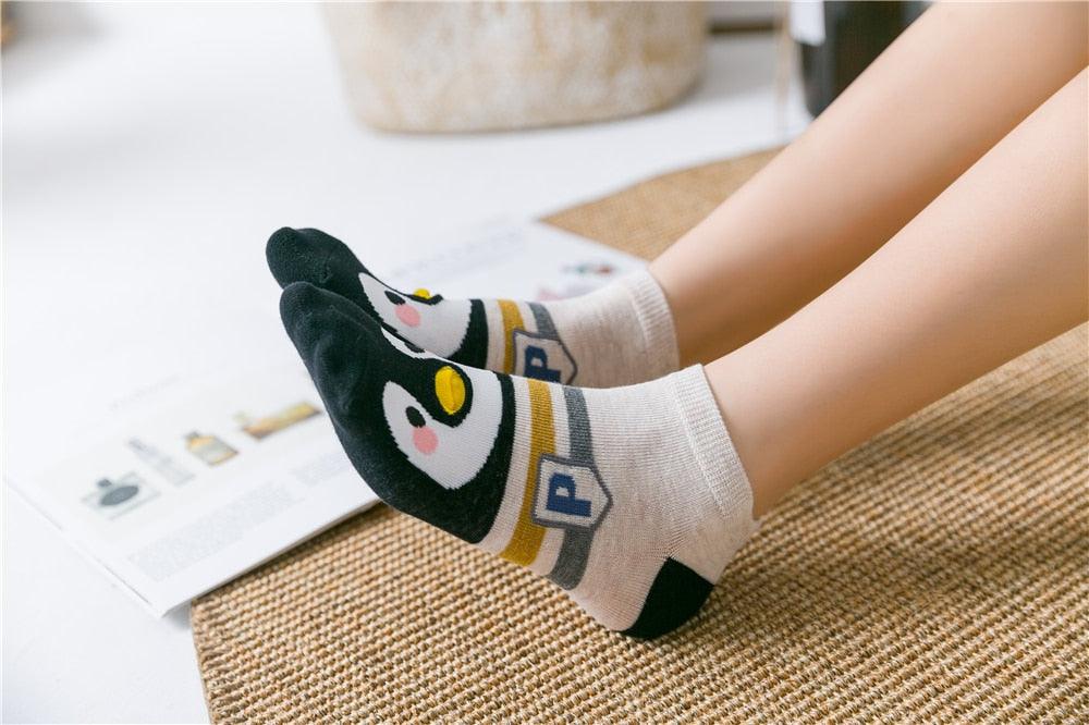 New Fashion Funny Cartoon Egg Socks Cute Girls' Happy Animal Fruit Foods Short Socks Penguin Fried Omelette Strawberry Pineapple Printed Unisex Socks For Men And Women Stevvex