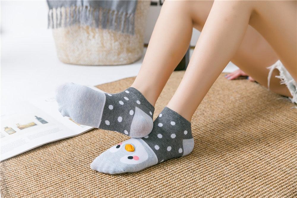 New Fashion Funny Cartoon Egg Socks Cute Girls' Happy Animal Fruit Foods Short Socks Penguin Fried Omelette Strawberry Pineapple Printed Unisex Socks For Men And Women Stevvex