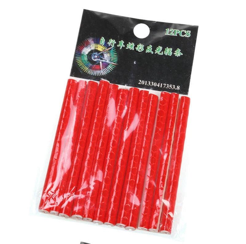 12 Pieces Bicycle Mountain Bike Riding Wheel Rim Spoke Mount Clip Tube Warning Light Strip Reflector Sets Bicycle Spoke Skins Wraps Bicycle Wheel Spoke Reflector Reflective Kids Road Mountain Bike Colorful Wheel Decoration Stevvex