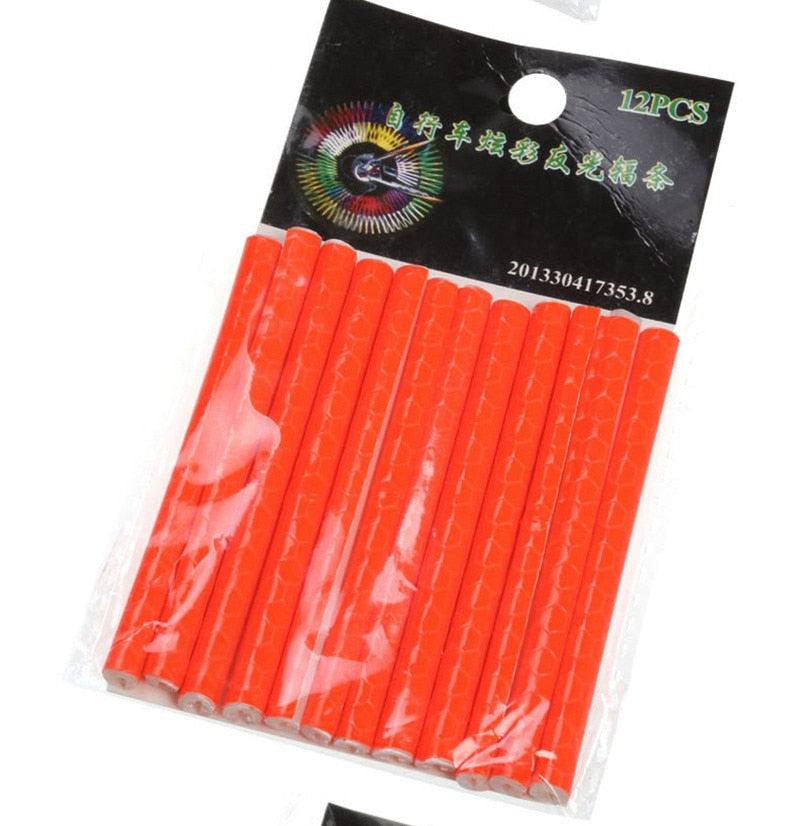 12 Pieces Bicycle Mountain Bike Riding Wheel Rim Spoke Mount Clip Tube Warning Light Strip Reflector Sets Bicycle Spoke Skins Wraps Bicycle Wheel Spoke Reflector Reflective Kids Road Mountain Bike Colorful Wheel Decoration Stevvex