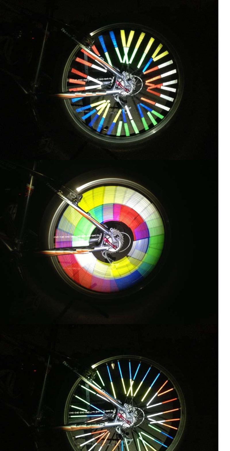 12 Pieces Bicycle Mountain Bike Riding Wheel Rim Spoke Mount Clip Tube Warning Light Strip Reflector Sets Bicycle Spoke Skins Wraps Bicycle Wheel Spoke Reflector Reflective Kids Road Mountain Bike Colorful Wheel Decoration Stevvex