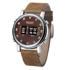 New Military Sport Watches Luxury Brown Leather Strap Quartz Wrist Watch Stylish Roller Watch For Men Stevvex