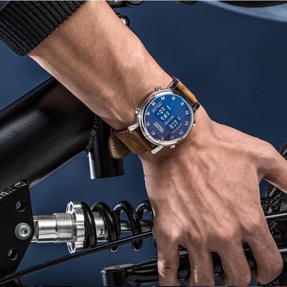 New Military Sport Watches Luxury Brown Leather Strap Quartz Wrist Watch Stylish Roller Watch For Men Stevvex