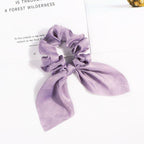 Pure Color Elastic Hair Band Rabbit Ear Bow Pearl Hair Rope Satin Ponytail Scrunchie Bobbles Elastic Hair Ties Ropes Ponytail Holder Accessories for Women And Girls Stevvex