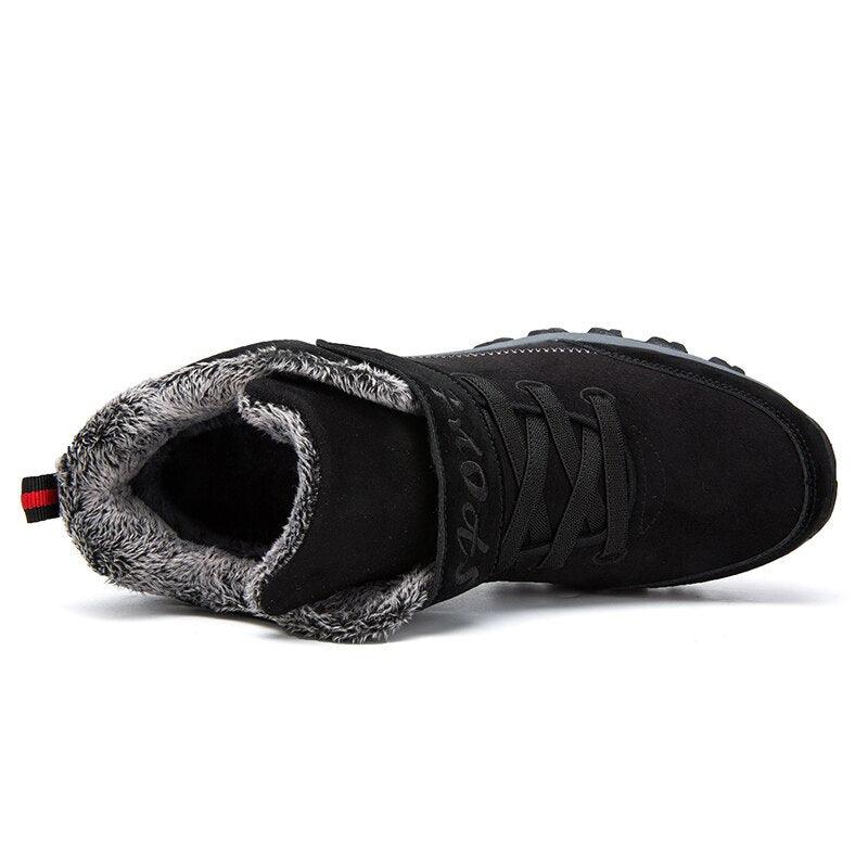 Waterproof Winter Mens Boots With Fur Warm Snow Mens Womens Boots Winter Work Casual Shoes High Top Winter Snow Boots Warm Fur Lined Winter Water-Resistan Ankle Booties Stevvex