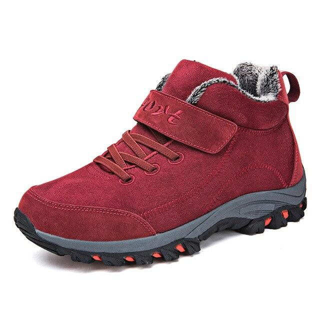 Waterproof Winter Mens Boots With Fur Warm Snow Mens Womens Boots Winter Work Casual Shoes High Top Winter Snow Boots Warm Fur Lined Winter Water-Resistan Ankle Booties Stevvex