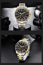 Multifunctional Mens Business Watch Luxury Military Quartz Stainless Steel Round Analog Wrist Watch For Men