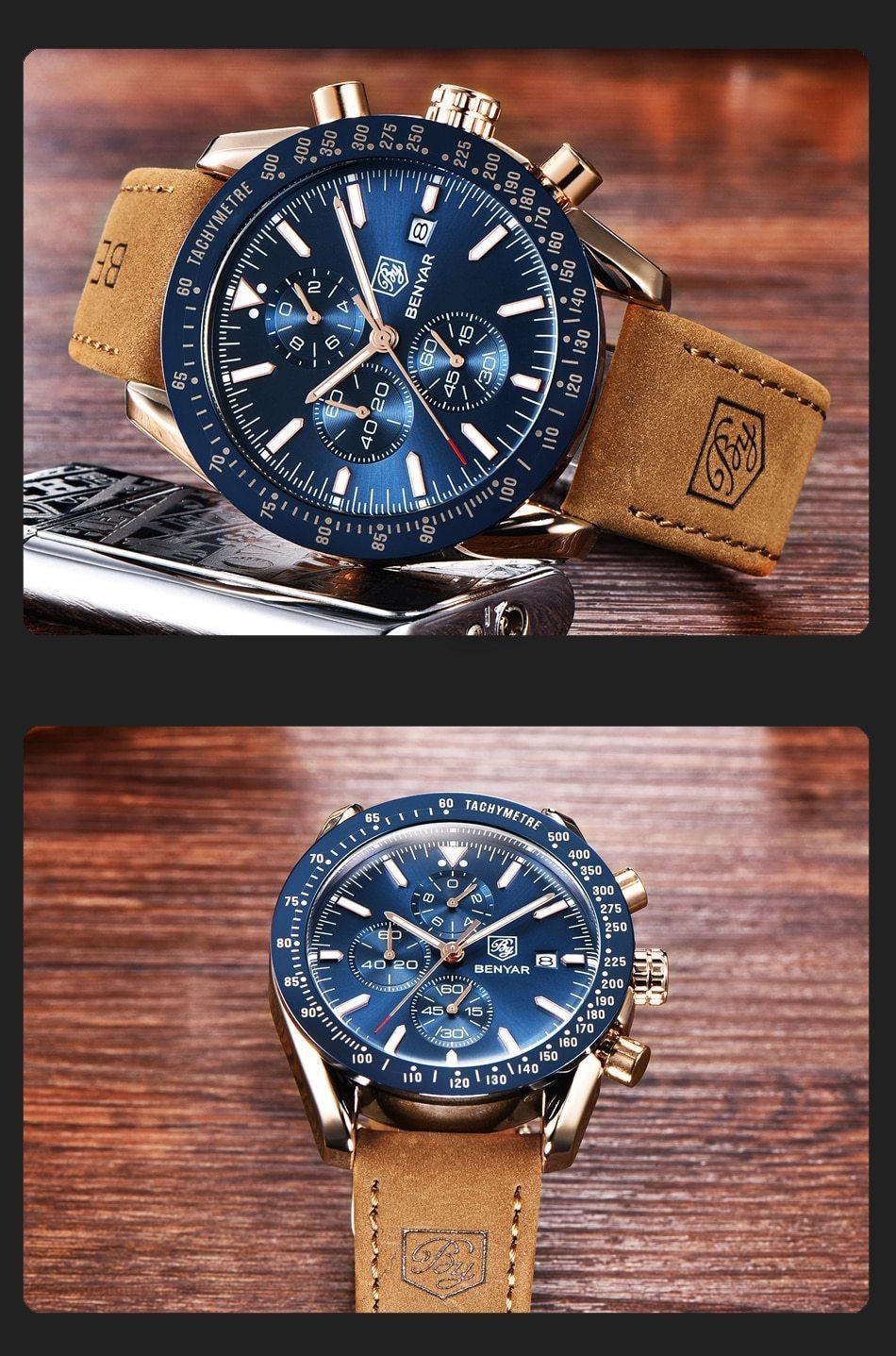 Luxury Men Stainless Steel Quartz Watch Accurate Timing Waterproof Analog Chronograph Men's Quartz Watches Stevvex