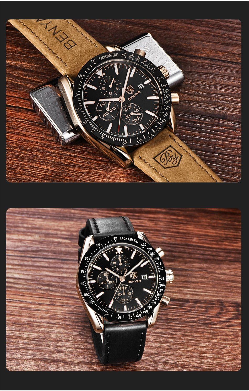 Luxury Men Stainless Steel Quartz Watch Accurate Timing Waterproof Analog Chronograph Men's Quartz Watches Stevvex