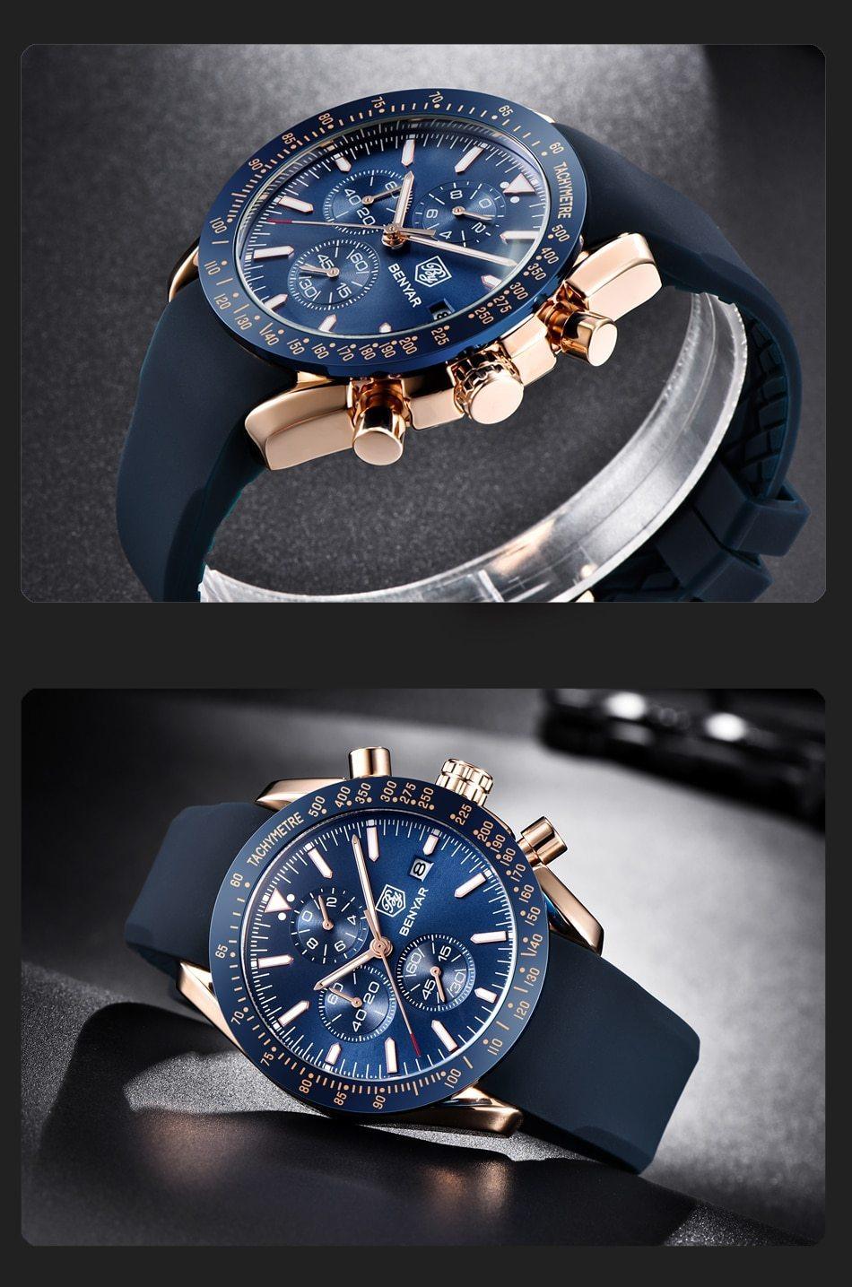 Luxury Men Stainless Steel Quartz Watch Accurate Timing Waterproof Analog Chronograph Men's Quartz Watches Stevvex