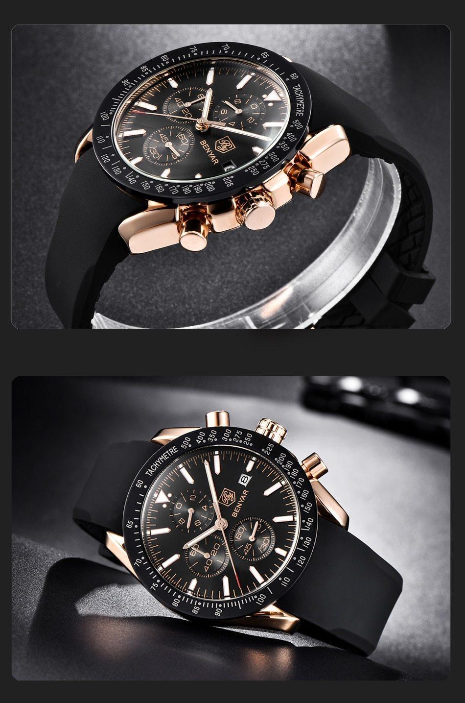 Luxury Men Stainless Steel Quartz Watch Accurate Timing Waterproof Analog Chronograph Men's Quartz Watches Stevvex