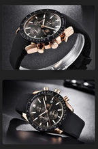 Luxury Men Stainless Steel Quartz Watch Accurate Timing Waterproof Analog Chronograph Men's Quartz Watches Stevvex