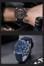 Luxury Men Stainless Steel Quartz Watch Accurate Timing Waterproof Analog Chronograph Men's Quartz Watches Stevvex