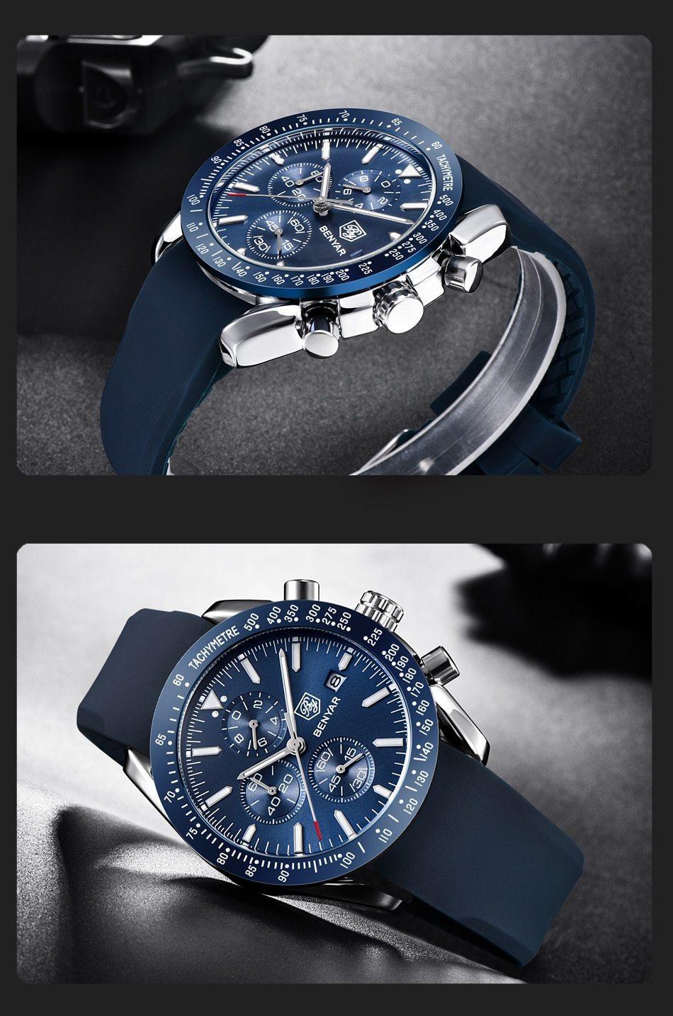 Luxury Men Stainless Steel Quartz Watch Accurate Timing Waterproof Analog Chronograph Men's Quartz Watches Stevvex