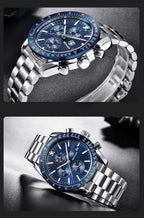 Luxury Men Stainless Steel Quartz Watch Accurate Timing Waterproof Analog Chronograph Men's Quartz Watches Stevvex