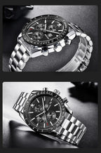 Luxury Men Stainless Steel Quartz Watch Accurate Timing Waterproof Analog Chronograph Men's Quartz Watches Stevvex