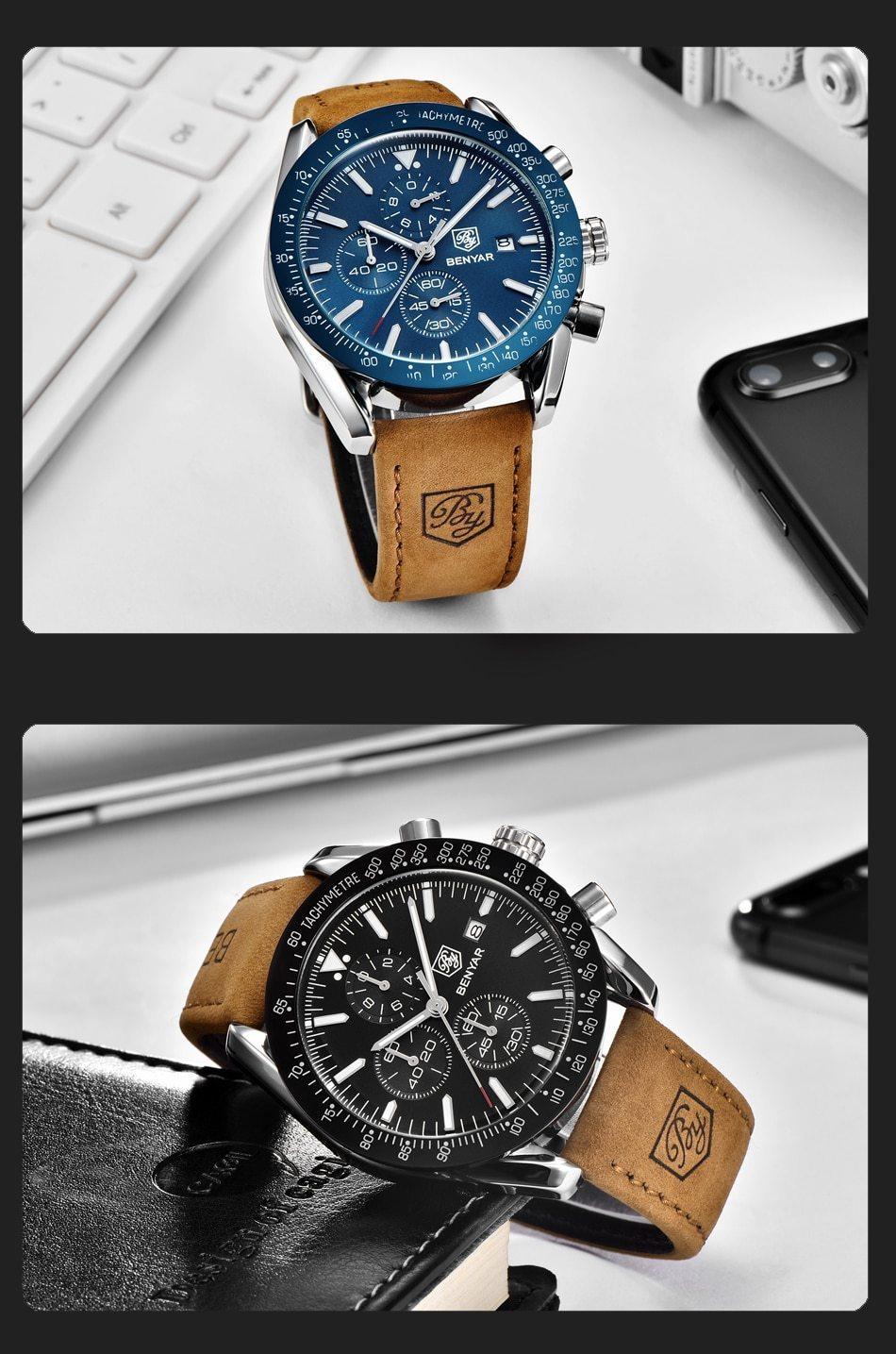 Luxury Men Stainless Steel Quartz Watch Accurate Timing Waterproof Analog Chronograph Men's Quartz Watches Stevvex