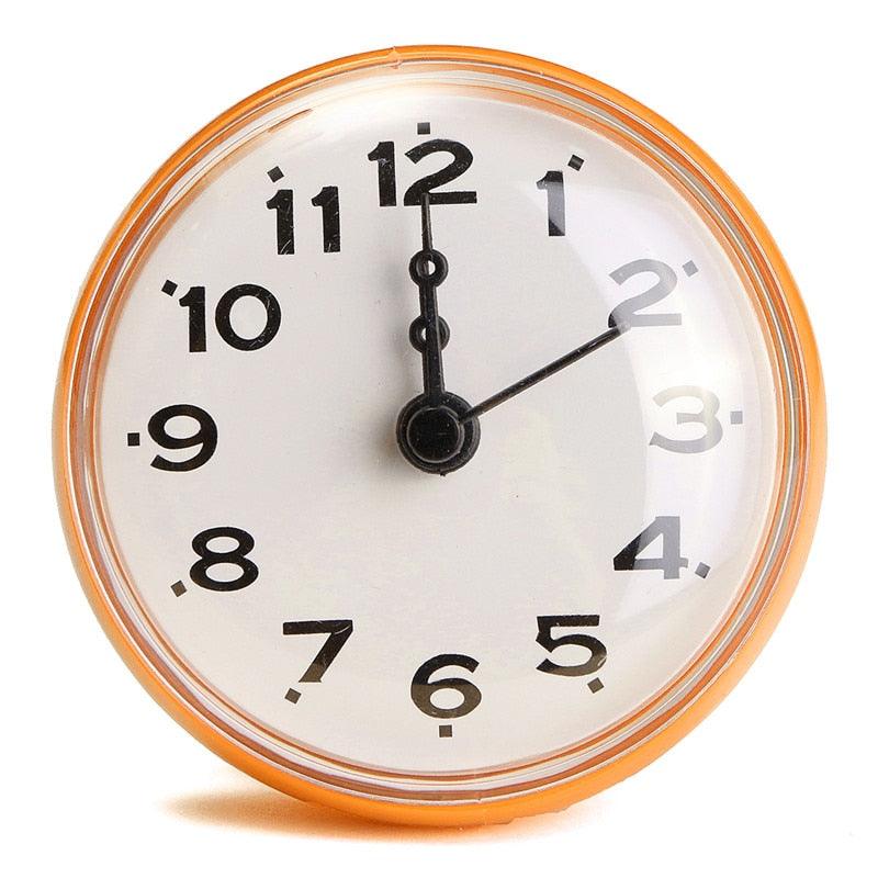 Waterproof Shower Wall Mini Clock Kitchen Bathroom Bath Watch Suction Cup Battery Operated Living Room Bathroom Wall Clock, Waterproof Suction Cup Silent Non Ticking Clocks with Stand for Desk Bedroom Home Office School Stevvex