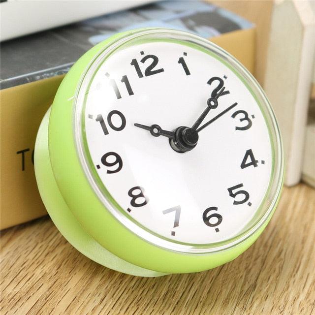 Waterproof Shower Wall Mini Clock Kitchen Bathroom Bath Watch Suction Cup Battery Operated Living Room Bathroom Wall Clock, Waterproof Suction Cup Silent Non Ticking Clocks with Stand for Desk Bedroom Home Office School Stevvex