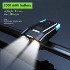 4000mAh Bicycle Front Light Set USB Rechargeable Smart Headlight With Horn 800 Lumen LED Bicycle Light Set USB Rechargeable Super Bright  Bike Headlight Stevvex