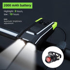 4000mAh Bicycle Front Light Set USB Rechargeable Smart Headlight With Horn 800 Lumen LED Bicycle Light Set USB Rechargeable Super Bright  Bike Headlight Stevvex