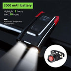 4000mAh Bicycle Front Light Set USB Rechargeable Smart Headlight With Horn 800 Lumen LED Bicycle Light Set USB Rechargeable Super Bright  Bike Headlight Stevvex