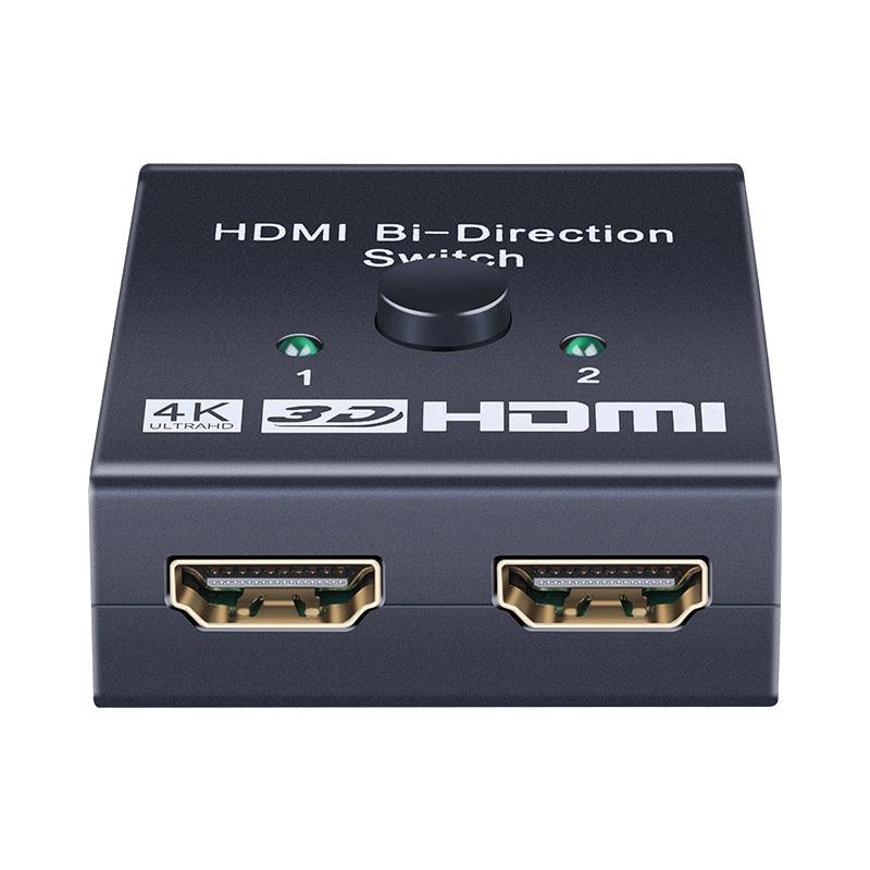 4K HDMI Switch Splitter 2 Ports Bi-Directional HDMI Switch 2 Port Display Selector Switcher Splitter Supports Ultra HD 4K 1080P 3D HDR For HDTV Gaming Stevvex