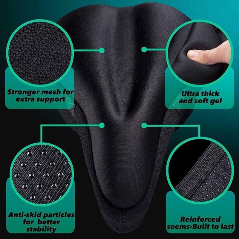 3D Soft Thickened Bicycle Seat Breathable Bicycle Saddle Seat Cover Comfortable Foam Seat Extra Soft Gel Bicycle Seat Cover Soft Silicone Padded Bike Saddle Cover Upgraded Bicycle Seat Stevvex