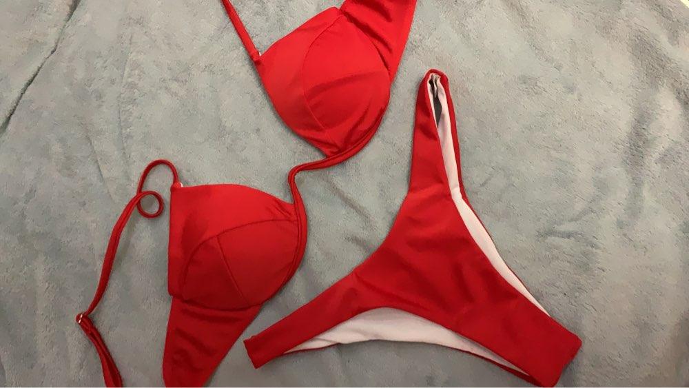Push Up Unpadded Bikini Set Women 4 Colors Bandage Bikini Set Swimsuit Thong Bottom Swimwear Two Pieces Plain Bikini Bathing Suit Swimwear Bathing Stevvex