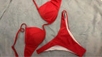 Push Up Unpadded Bikini Set Women 4 Colors Bandage Bikini Set Swimsuit Thong Bottom Swimwear Two Pieces Plain Bikini Bathing Suit Swimwear Bathing Stevvex