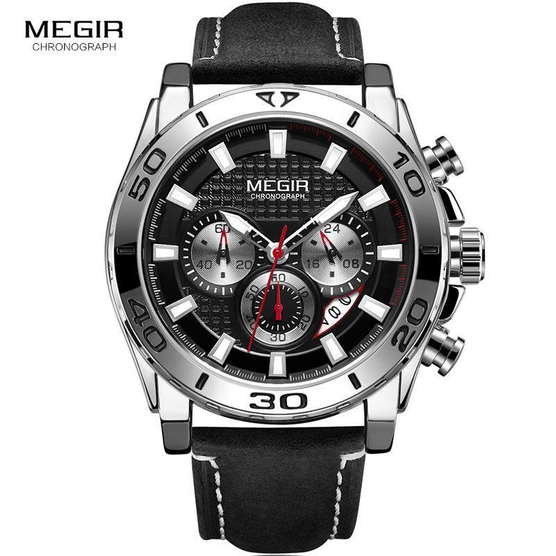Men's Sports Multifunctional Quartz Watches Elegant Leather Strap Waterproof Modern Wristwatch For Men Stevvex