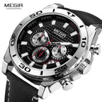 Men's Sports Multifunctional Quartz Watches Elegant Leather Strap Waterproof Modern Wristwatch For Men Stevvex