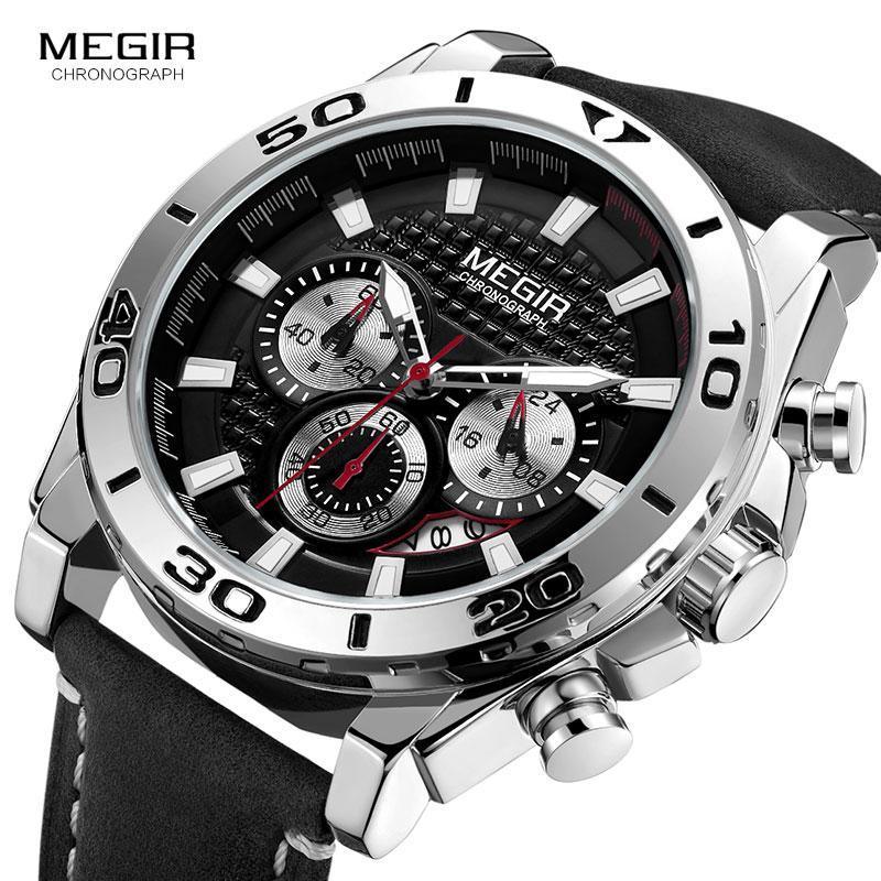 Men's Sports Multifunctional Quartz Watches Elegant Leather Strap Waterproof Modern Wristwatch For Men Stevvex