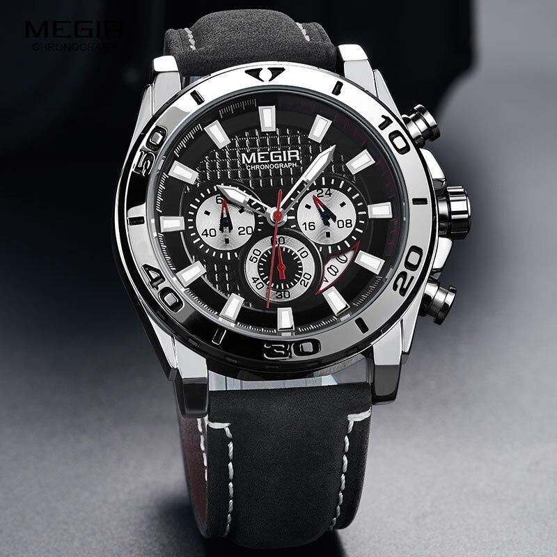 Men's Sports Multifunctional Quartz Watches Elegant Leather Strap Waterproof Modern Wristwatch For Men Stevvex