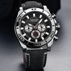 Men's Sports Multifunctional Quartz Watches Elegant Leather Strap Waterproof Modern Wristwatch For Men Stevvex