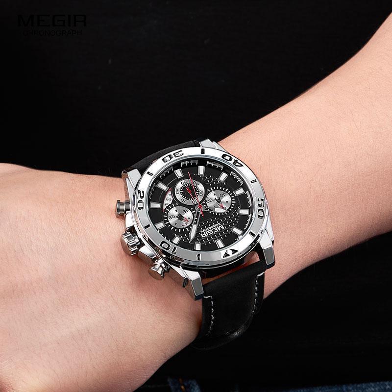 Men's Sports Multifunctional Quartz Watches Elegant Leather Strap Waterproof Modern Wristwatch For Men Stevvex