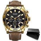 Men's Sports Multifunctional Quartz Watches Elegant Leather Strap Waterproof Modern Wristwatch For Men Stevvex