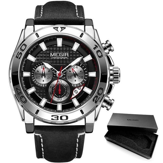 Men's Sports Multifunctional Quartz Watches Elegant Leather Strap Waterproof Modern Wristwatch For Men Stevvex