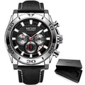 Men's Sports Multifunctional Quartz Watches Elegant Leather Strap Waterproof Modern Wristwatch For Men Stevvex