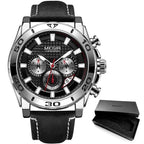 Men's Sports Multifunctional Quartz Watches Elegant Leather Strap Waterproof Modern Wristwatch For Men Stevvex