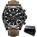 Men's Sports Multifunctional Quartz Watches Elegant Leather Strap Waterproof Modern Wristwatch For Men Stevvex