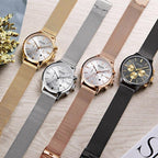 Multifunctional Black Luxury Women Watch Fashion Quartz Business Style Stainless Steel Strap Wrist Watch Stevvex