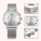Multifunctional Black Luxury Women Watch Fashion Quartz Business Style Stainless Steel Strap Wrist Watch Stevvex
