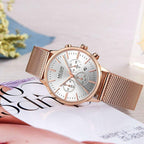 Multifunctional Black Luxury Women Watch Fashion Quartz Business Style Stainless Steel Strap Wrist Watch Stevvex