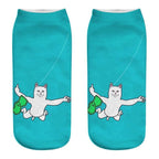 New Cartoon Cat Socks 3D Print Art Funny Socks Women Cute Low Cut Ankle Socks Made o Pure Cotton Short Socks Trending Fashion Short Ankle Socks For Men And Women Stevvex